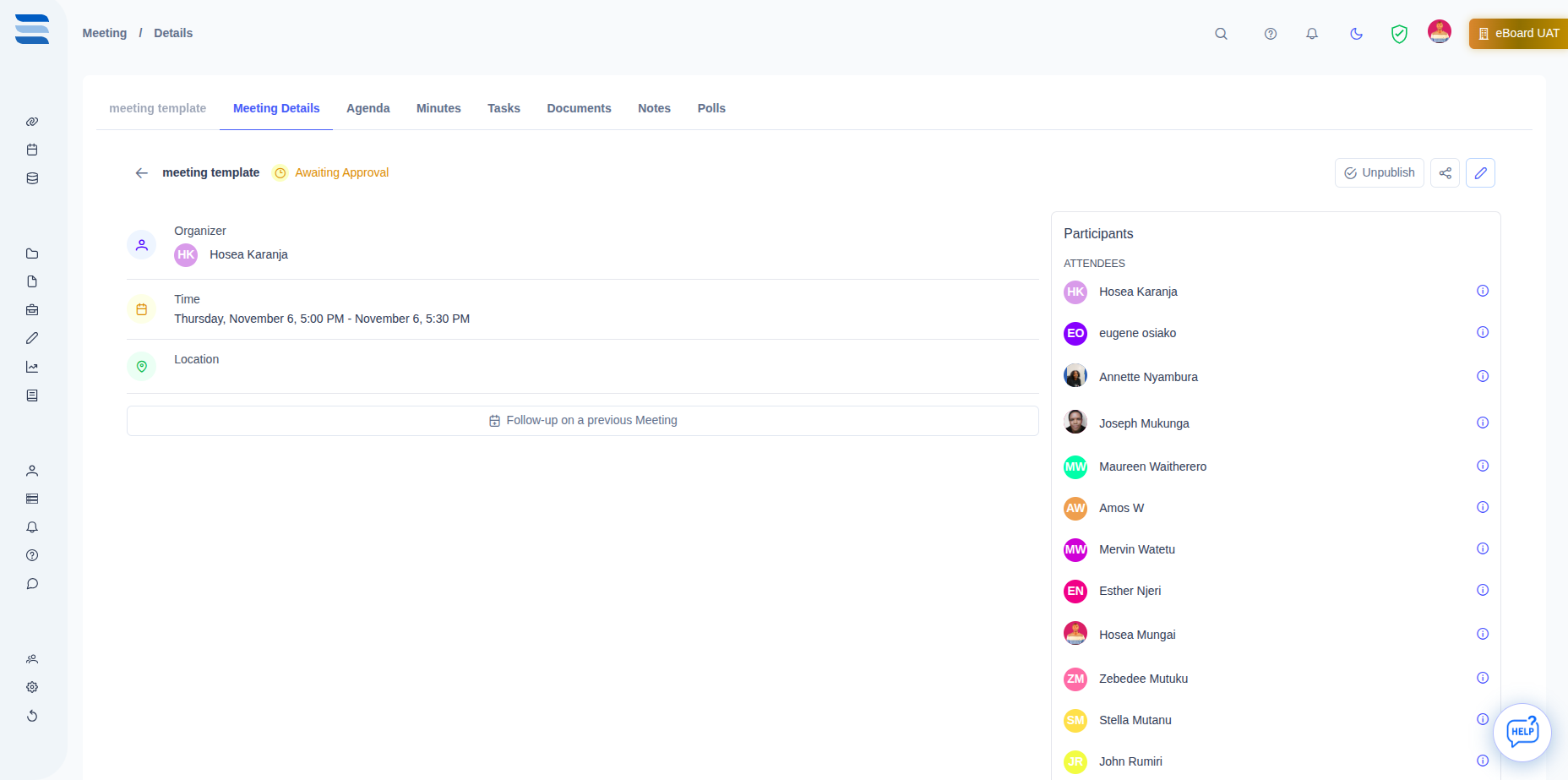 eBoard eVoting interface showing poll creation, real-time results, and audit trail
